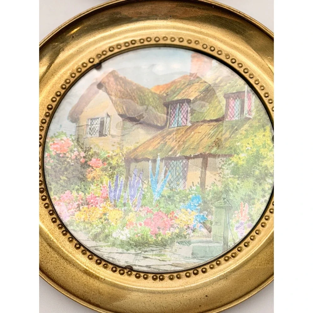 Vintage Brass Tone English Country Cottage Garden Wall Plates Set of 6